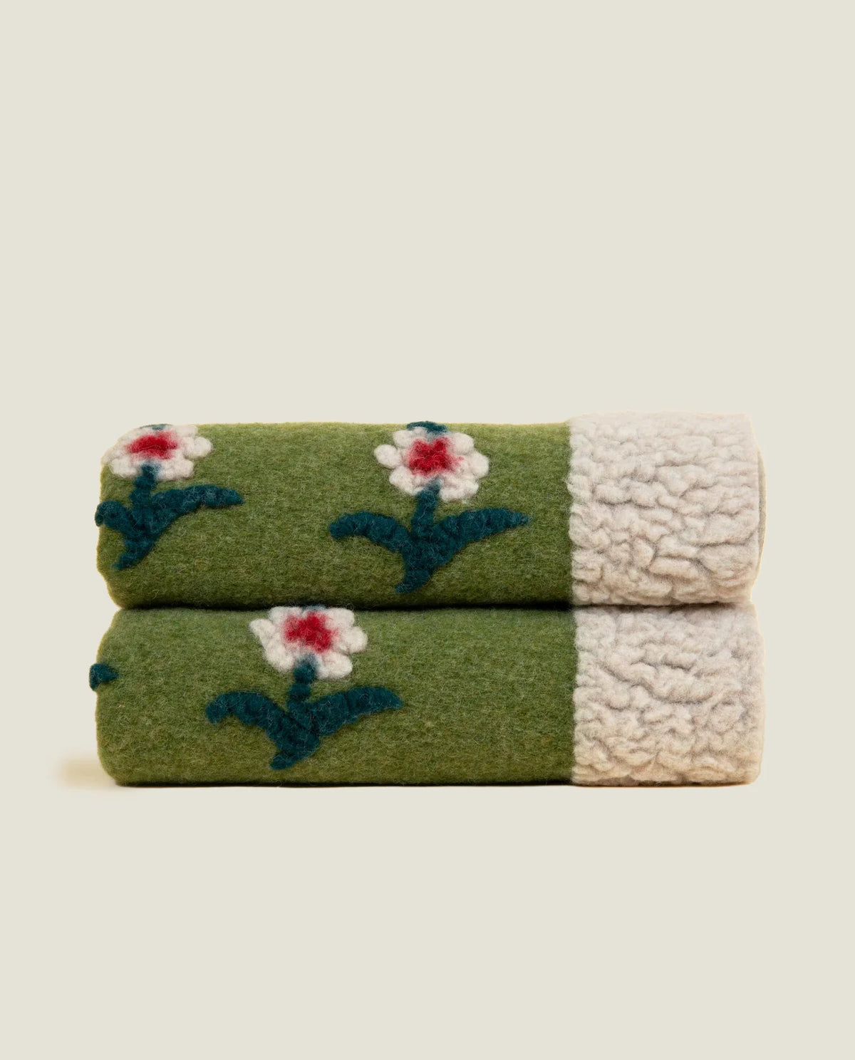 Frati Home Coperta Plaid In Lana Cotta Daisy Verde