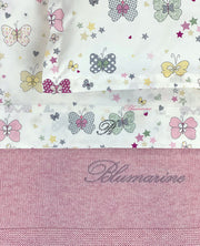 Blumarine Baby Completo Lenzuola 3Pz Culla/Carrozzina In Percalle Di Cotone Stampato Farfalle