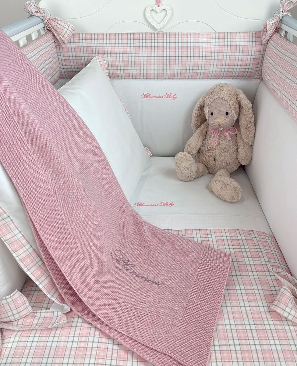 Blumarine Baby Completo Copripiumino Lettino Con Paracolpi In Percalle Di Cotone British