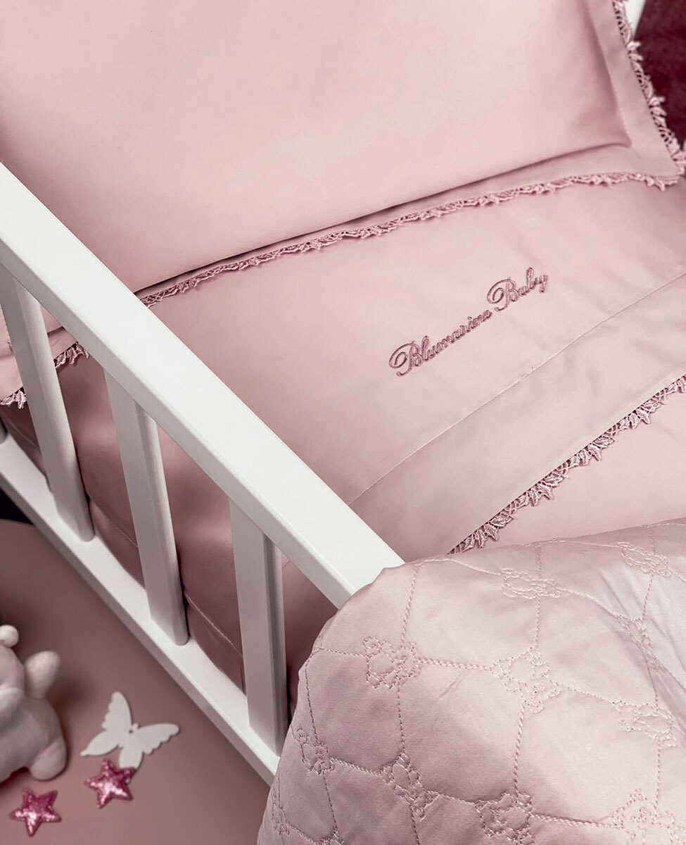 Blumarine Baby Completo Copripiumino 4Pz Culla/Carrozzina In Raso Di Cotone Baby Dettagli