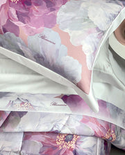 Blumarine Completo Lenzuola Matrimoniale Modello Copriletto In Raso Di Cotone Hibiscus