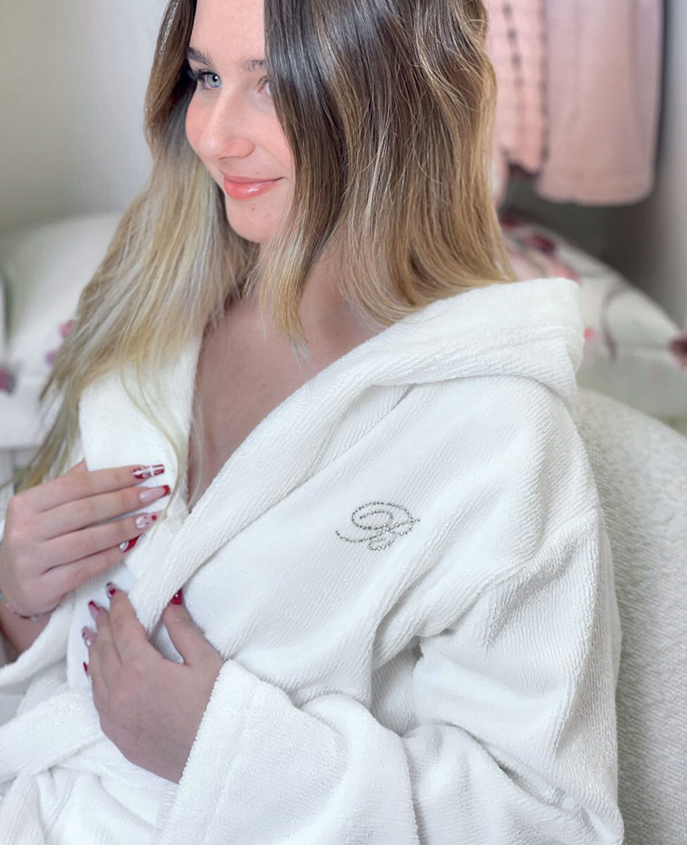 Blumarine Accappatoio Con Cappuccio In Spugna Di Cotone Jacquard Risveglio