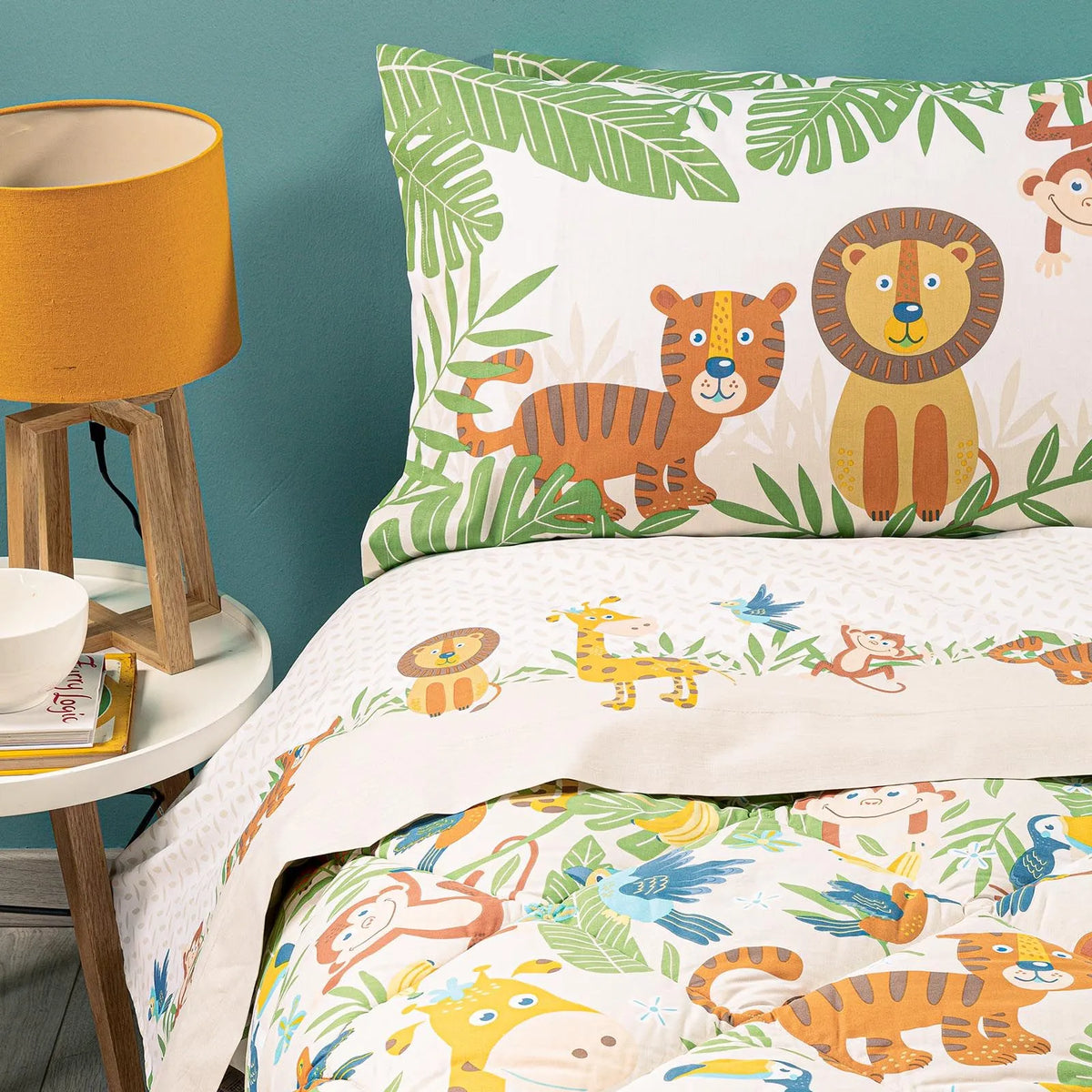 Caleffi Kids Completo Lenzuola Singolo In Cotone Stampato Tropical