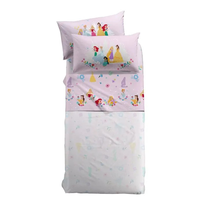 Caleffi Completo Lenzuola Singolo in cotone Princess Flowers