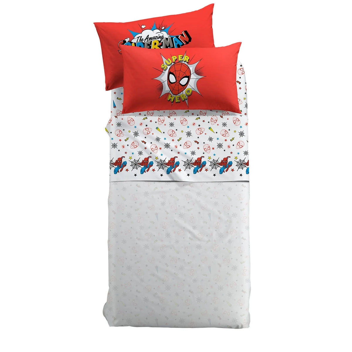 Caleffi Completo Lenzuola Singolo in cotone Spiderman Superhero