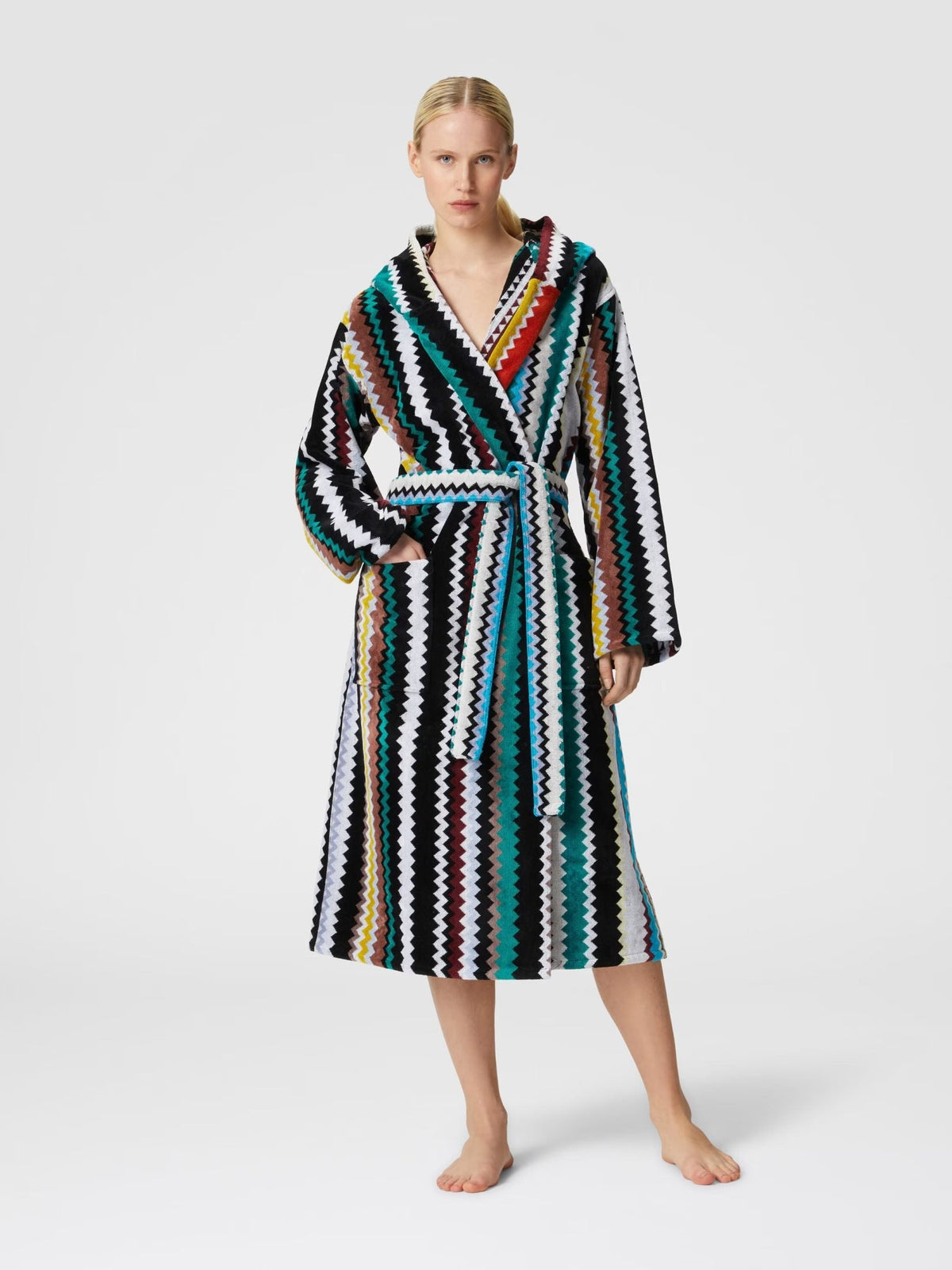 Missoni Home Accappatoio Con Cappuccio In Spugna Di Cotone Velour Curt