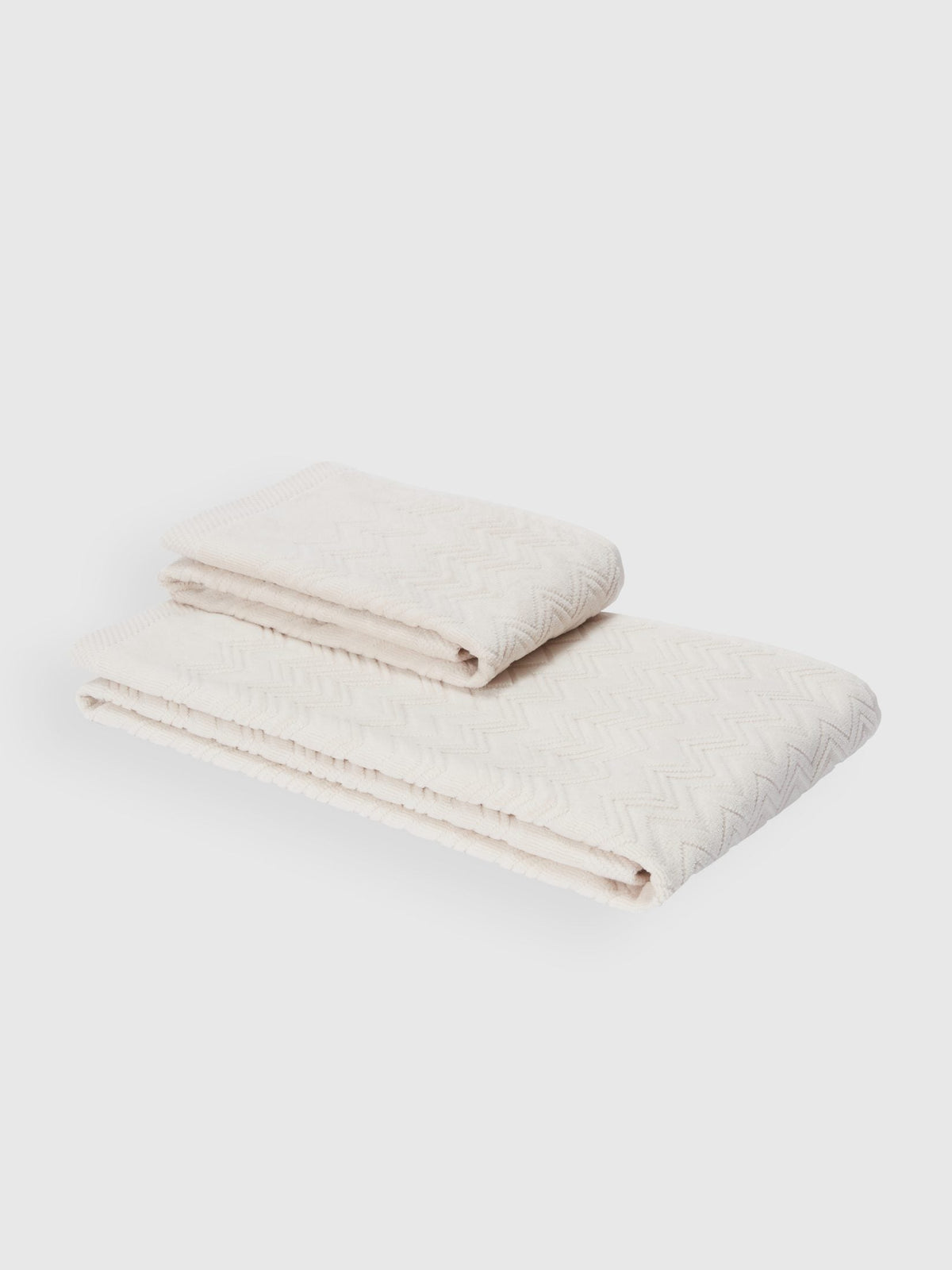 Missoni Home Set Asciugamani 1+1 In Spugna Di Cotone Chalk