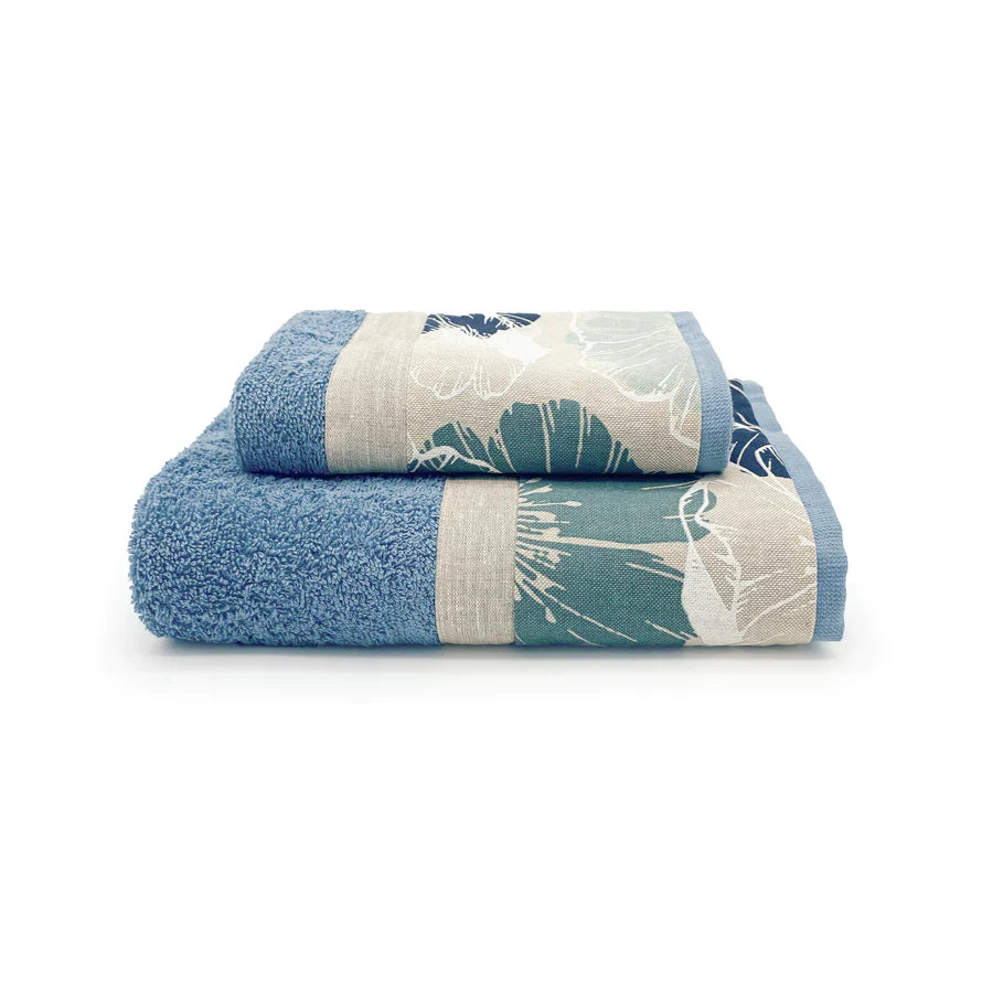 Creole Home Set Asciugamani 1+1 In Spugna Di Cotone Con Bordo Fantasia Vega