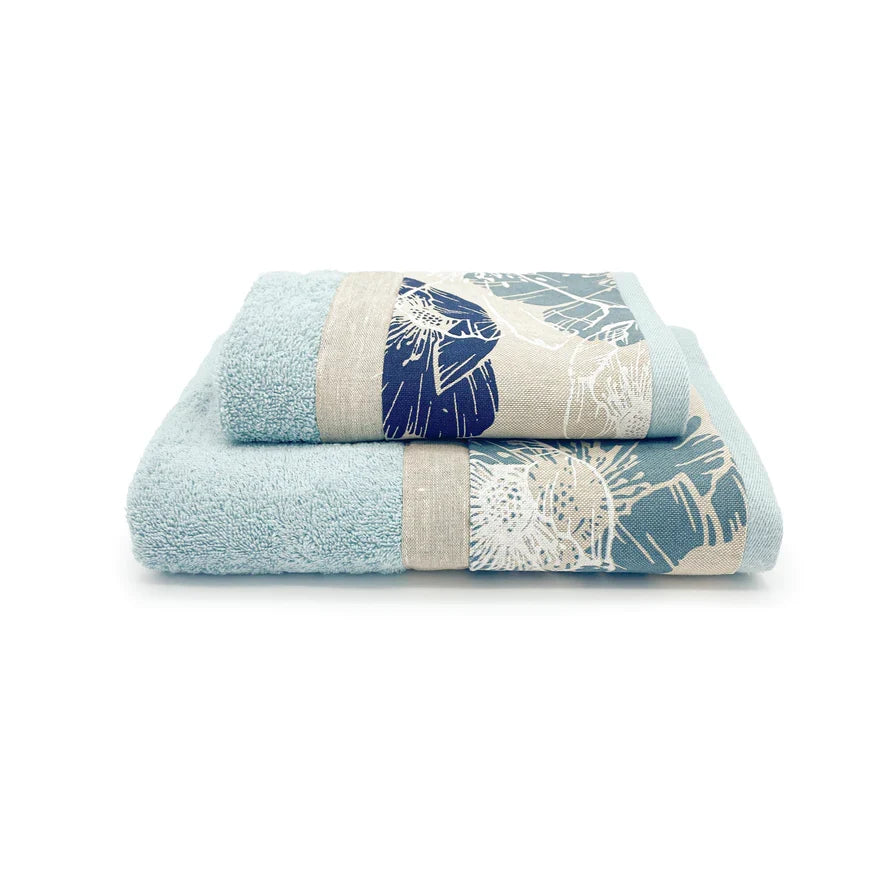 Creole Home Set Asciugamani 1+1 In Spugna Di Cotone Con Bordo Fantasia Vega