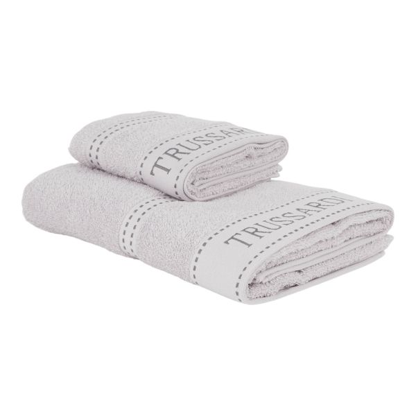 Trussardi Set Asciugamani 1+1 In Spugna Di Cotone Ribbon