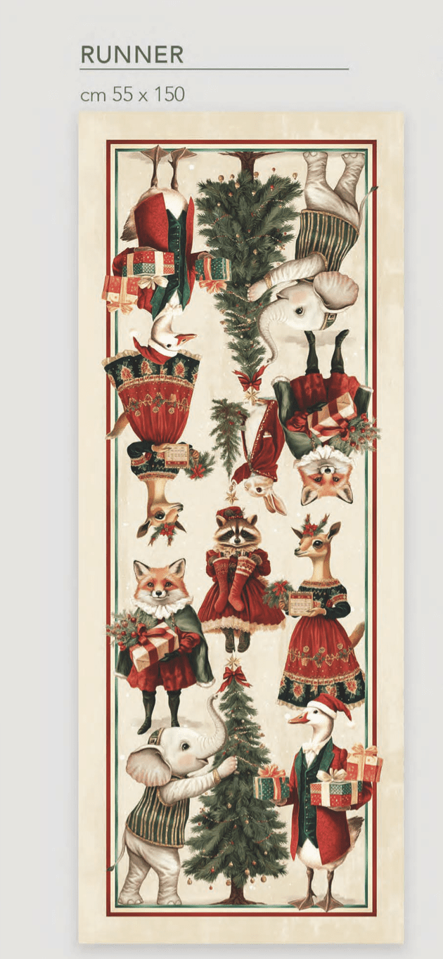 Tag House Artissima Tovaglia Natalizia e/o Runner In Cotone Stampato 4009 Happy Christmas
