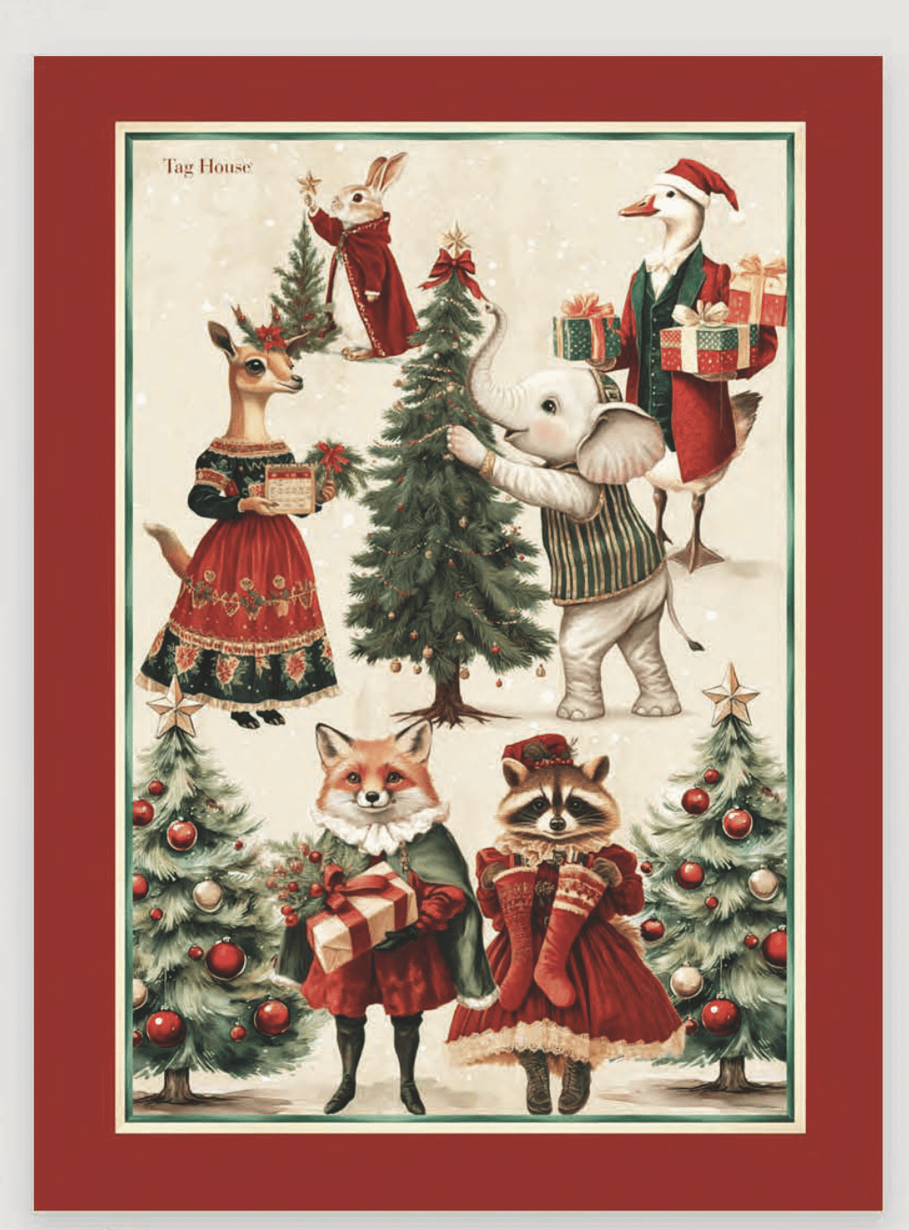 Tag House Strofinaccio Natalizio In Cotone Stampato Happy Christmas
