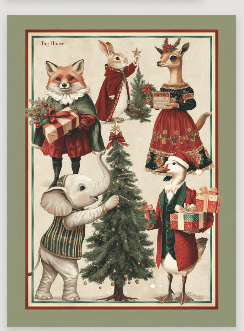 Tag House Strofinaccio Natalizio In Cotone Stampato Happy Christmas