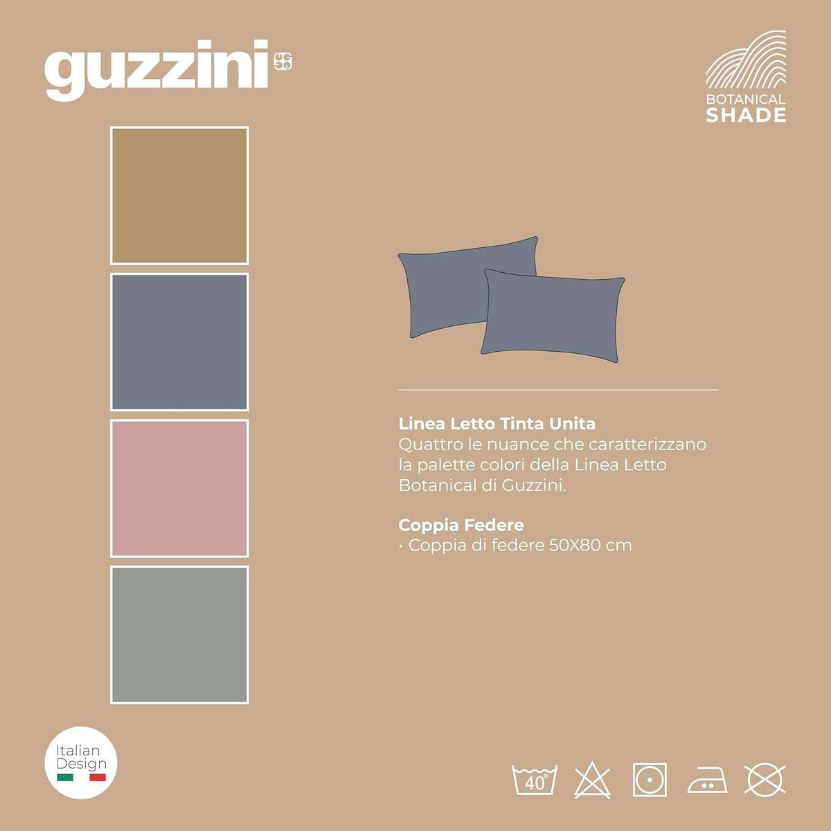 Guzzini Set 2 Federe In Cotone Organico Tinta Unita Botanical