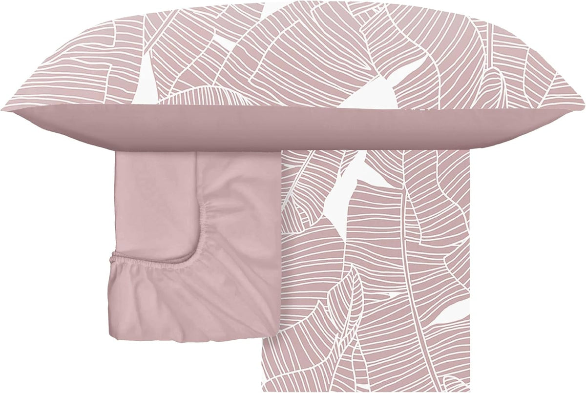 Guzzini Completo Lenzuola Matrimoniale In Cotone Organico Stampato Foglie