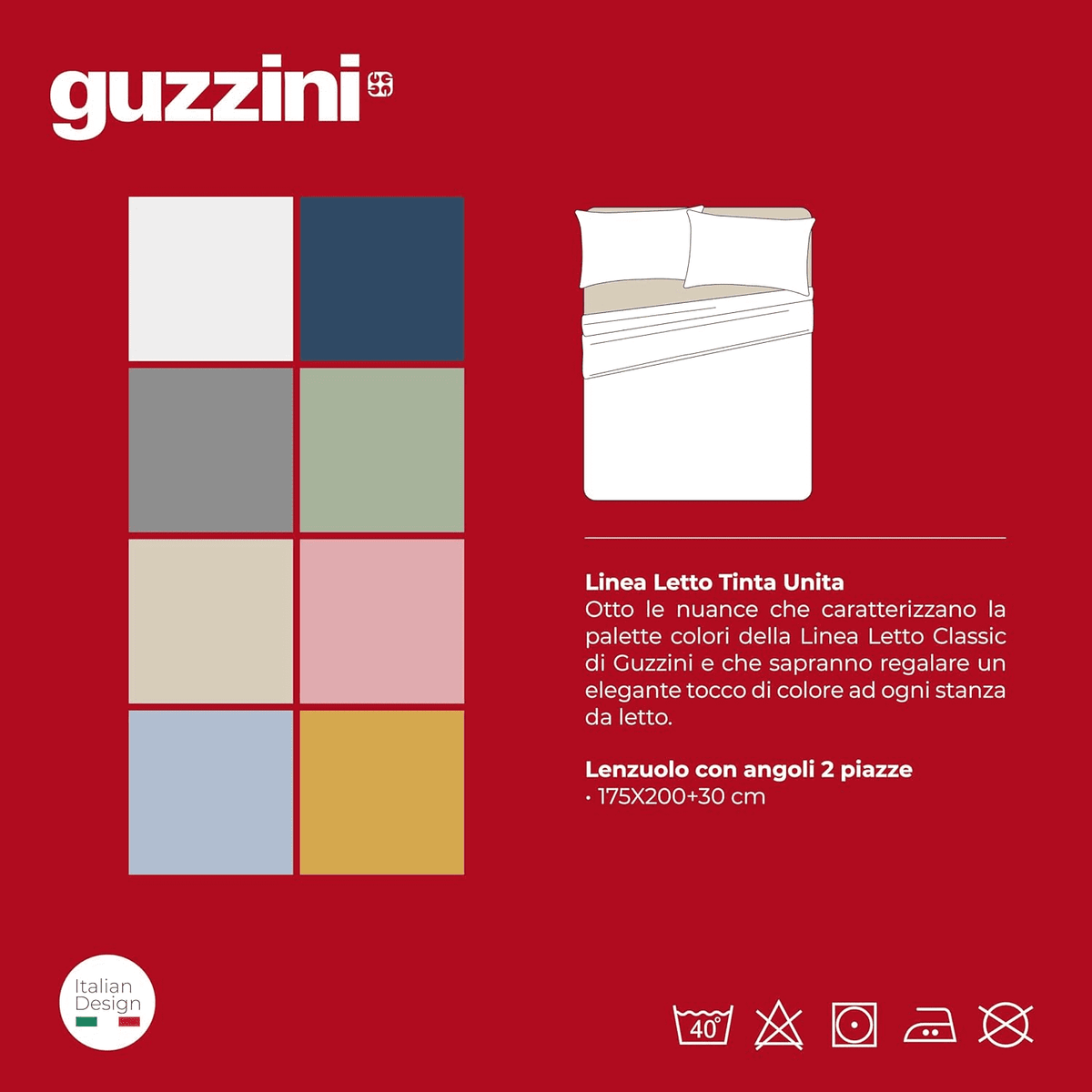 Guzzini Lenzuolo Matrimoniale Sotto Con Angoli In Percalle Di Cotone Tinta Unita Classic