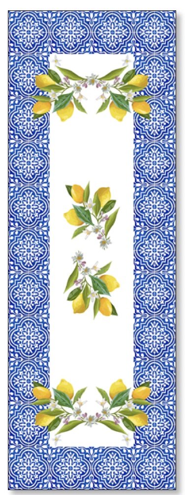 Annamaria Tovaglia E/O Runner In Cotone Stampato Ceramica E Limoni