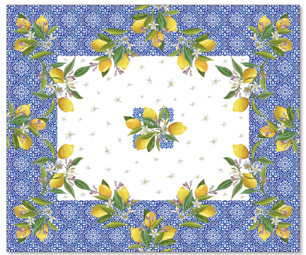 Annamaria Tovaglia E/O Runner In Cotone Stampato Ceramica E Limoni