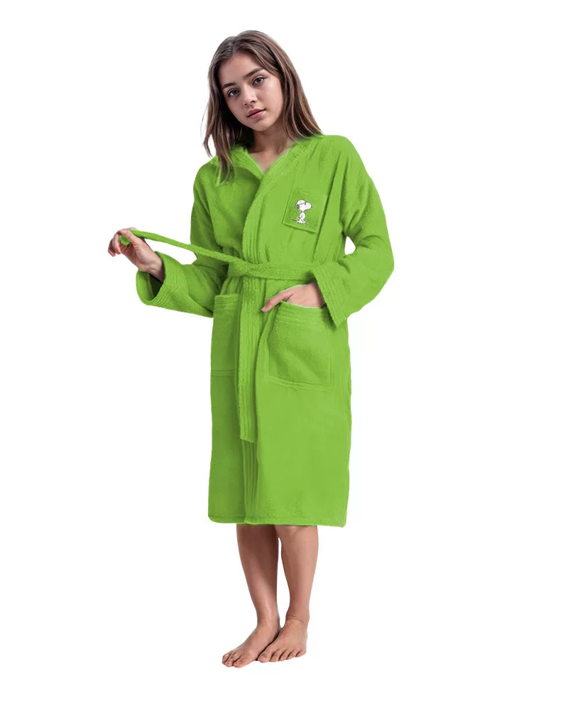 Peanuts Accappatoio Bambino Con Cappuccio Snoopy Verde