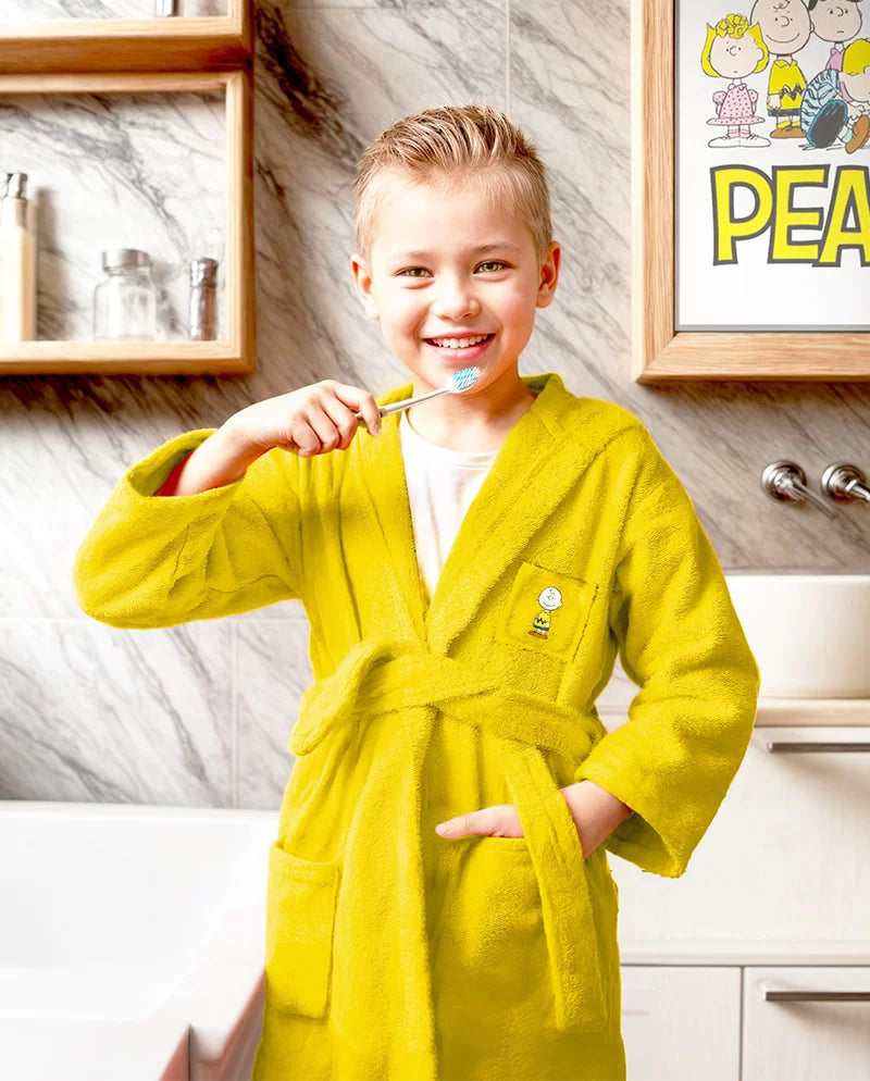 Peanuts Accappatoio Bambino Con Cappuccio Charlie Brown Giallo