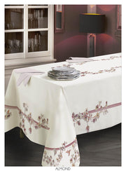 Tessitura Randi Bloom Tovaglia In Cotone Stampato Almond