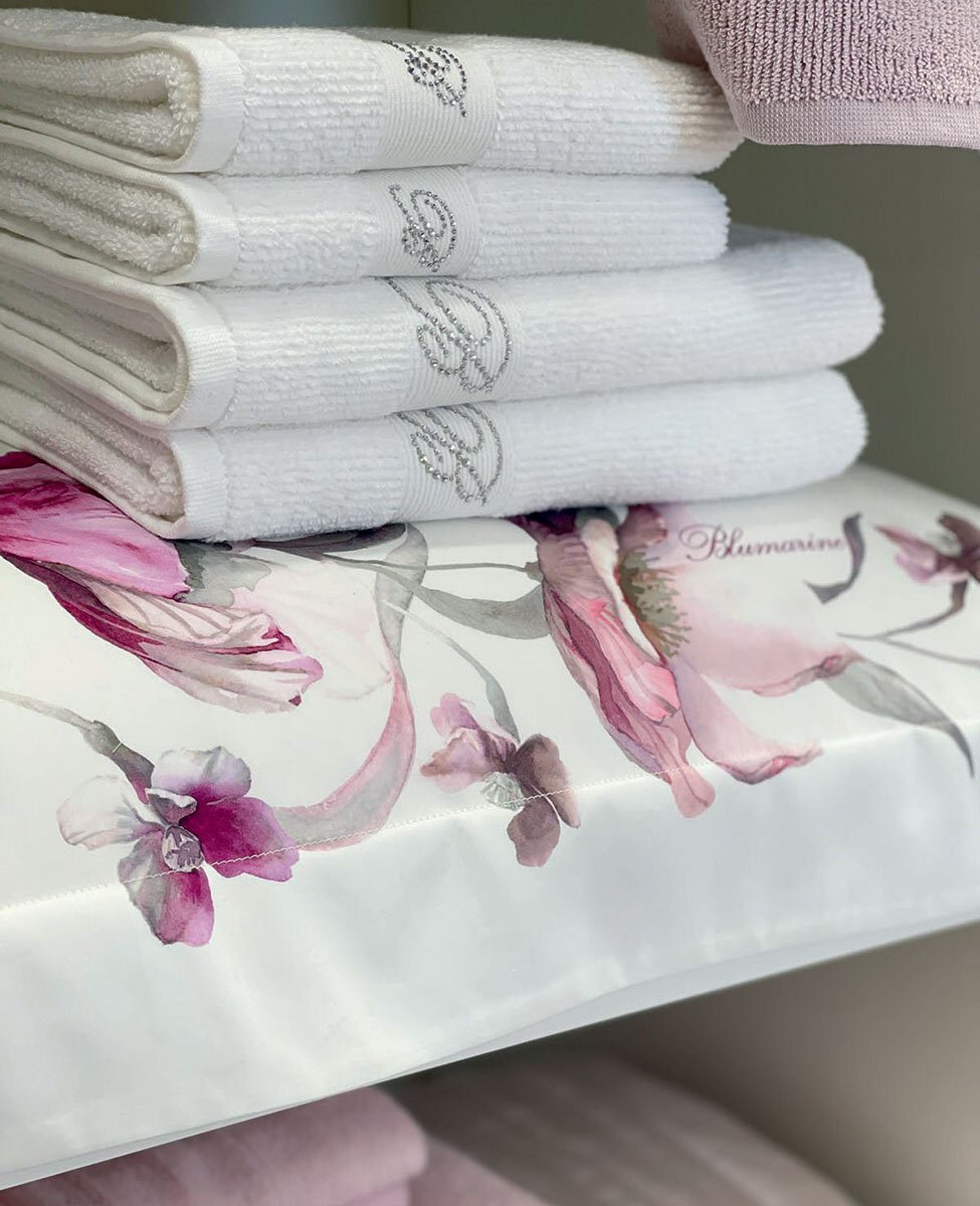 Blumarine Set Asciugamani 1+1 In Spugna Di Cotone Risveglio