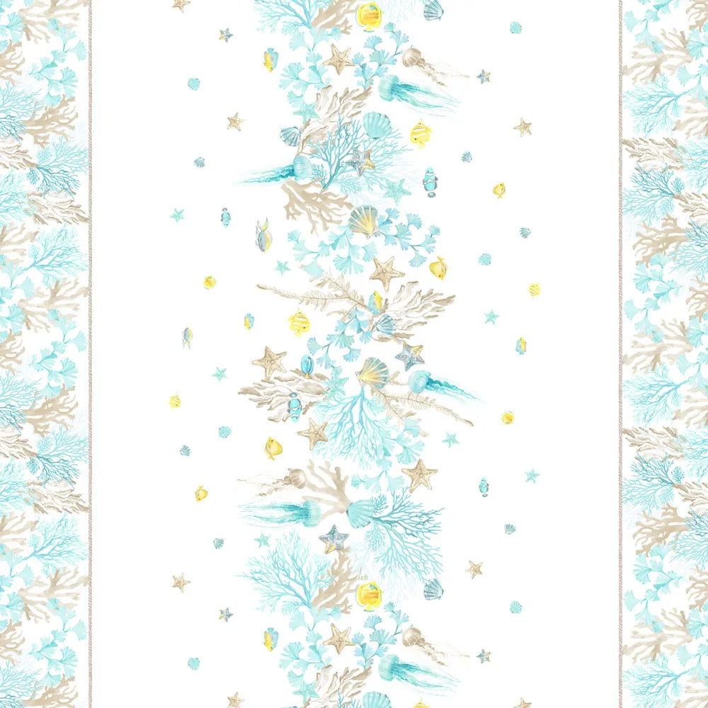 TESSITURA RANDI RUNNER COTONE STAMPATO ATLANTIS ACQUA