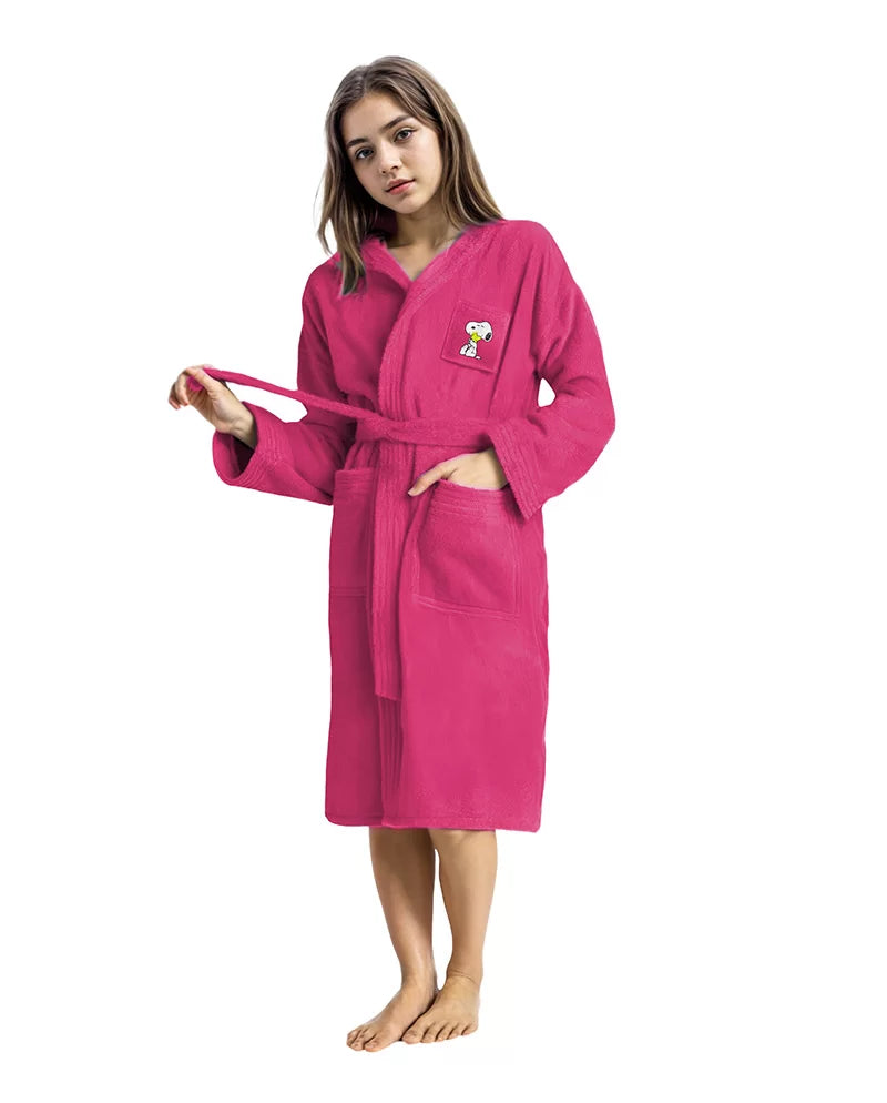 Peanuts Accappatoio Bambino Con Cappuccio Snoopy Fucsia