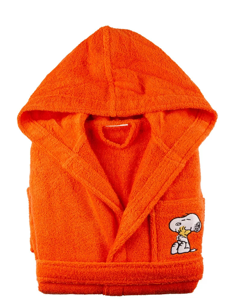 Peanuts Accappatoio Bambino Con Cappuccio Snoopy Arancio
