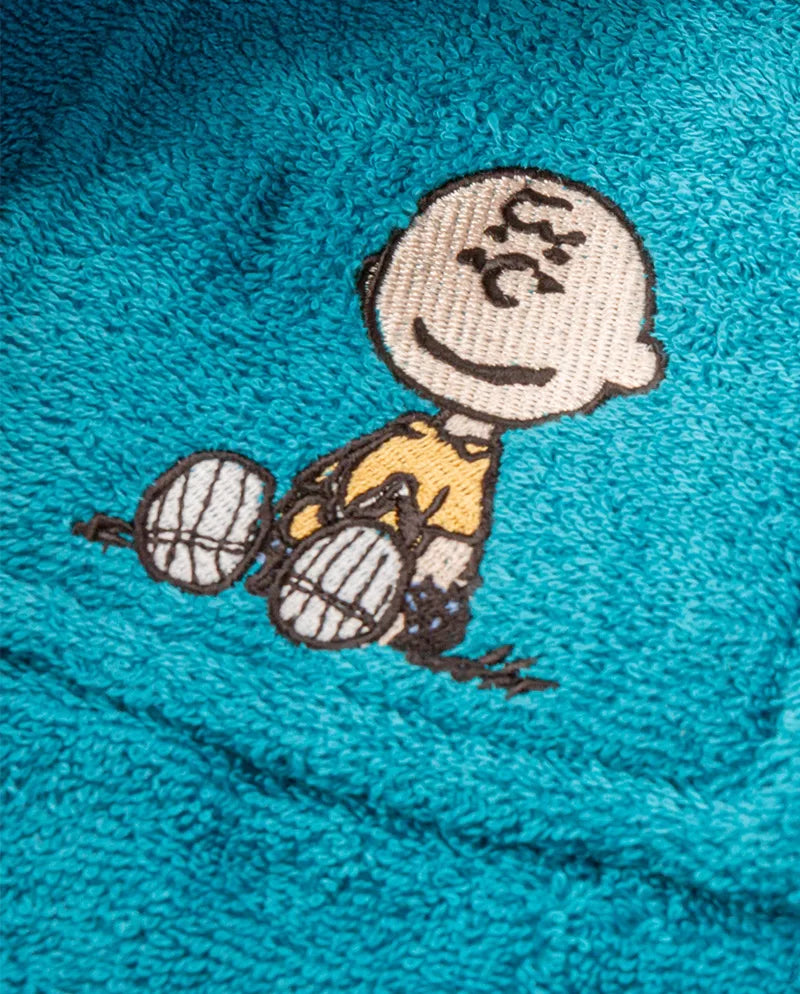 Peanuts Accappatoio Bambino Con Cappuccio Charlie Brown Blu