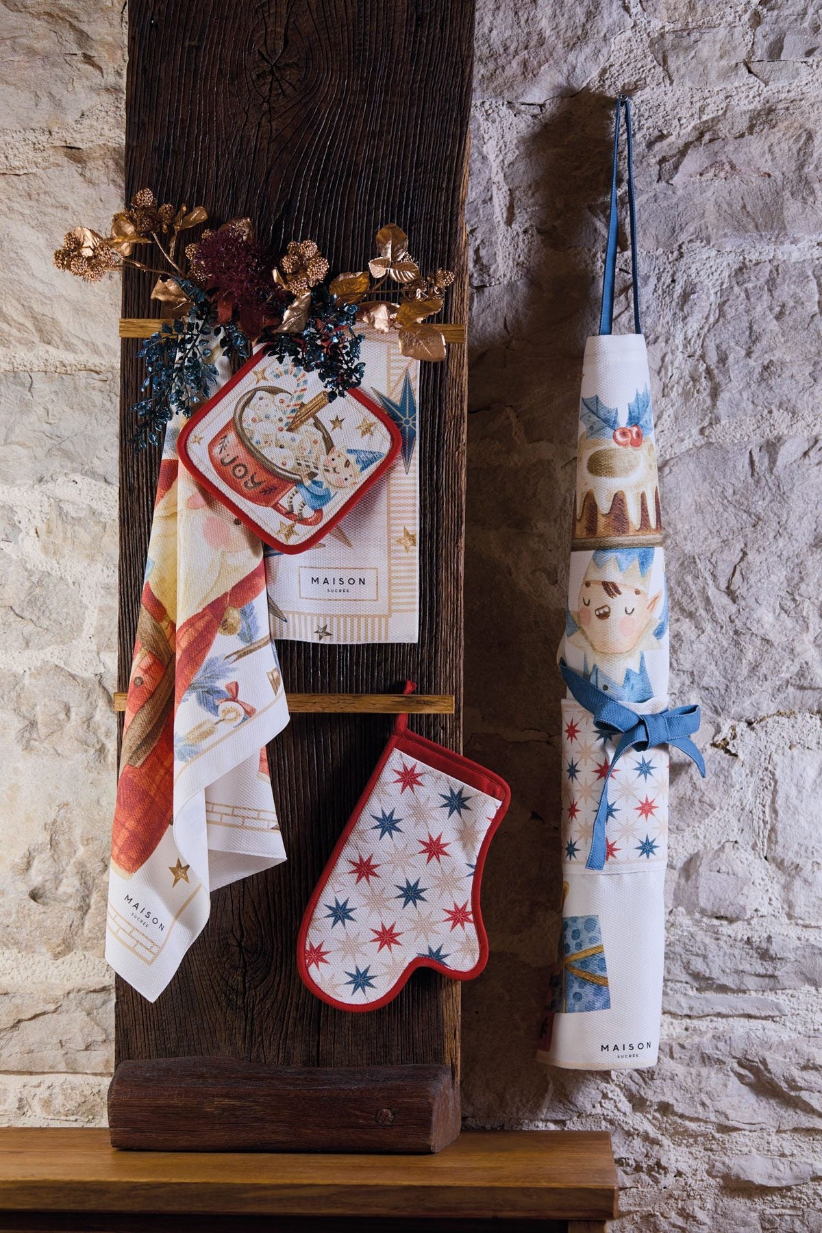 Maison Sucree' Set Guanto E Presine Natalizie Incanti