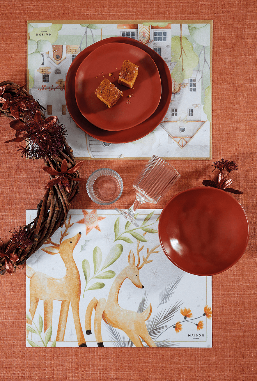 Maison Sucree' Americana In Vinile Antimacchia Stampata Borgo Natale