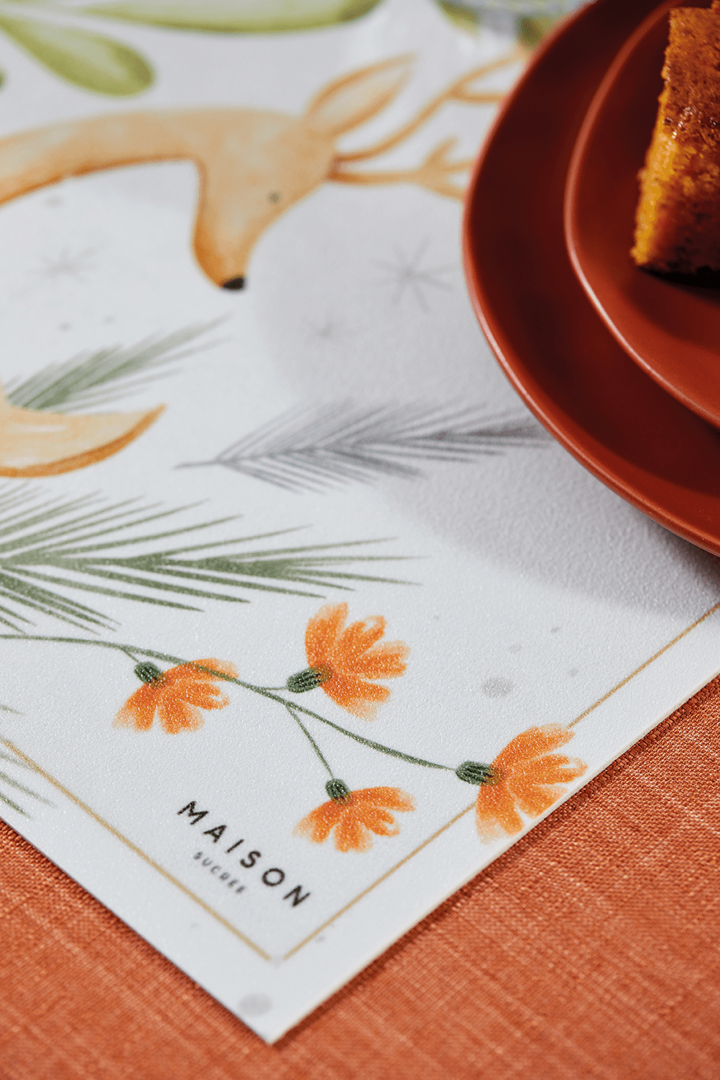 Maison Sucree' Americana In Vinile Antimacchia Stampata Borgo Natale