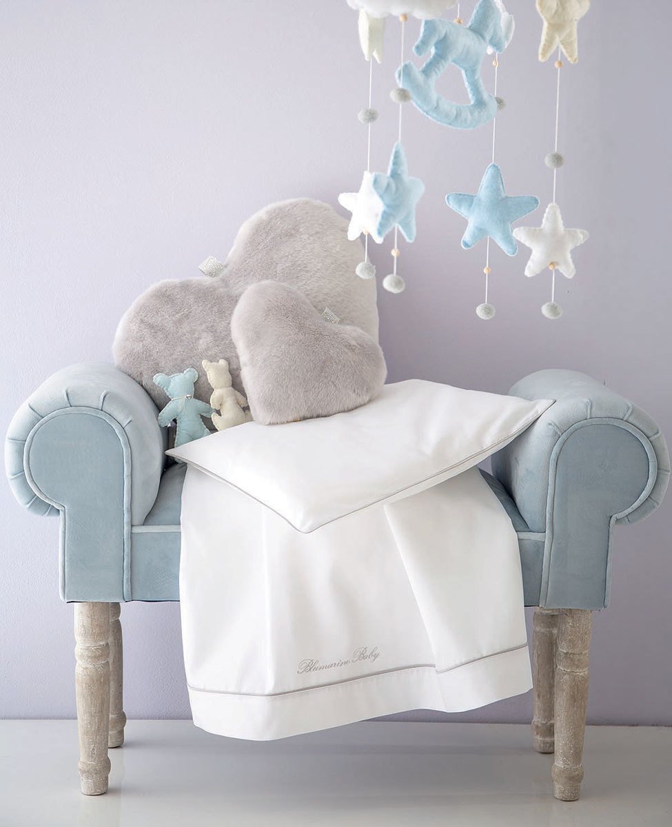 Blumarine Baby Completo lenzuola culla 3 pz in raso di cotone Baby Blu