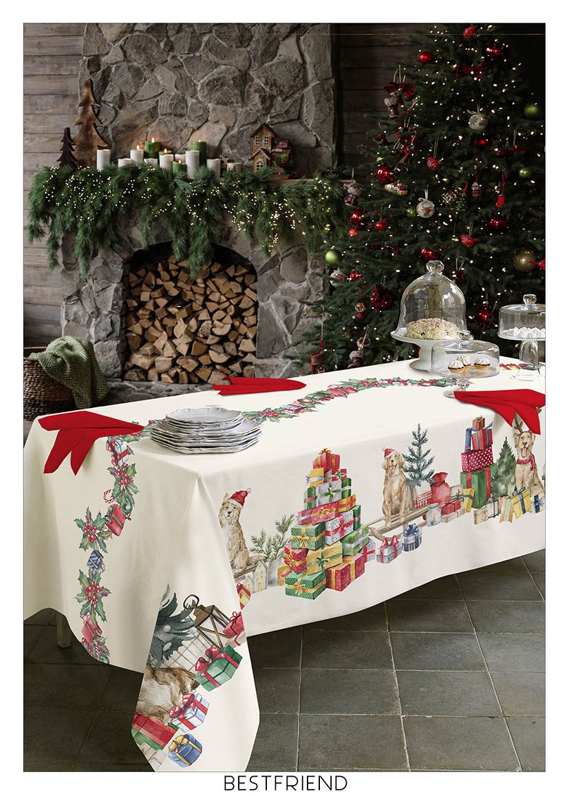 Tessitura Randi Natale Tovaglia E/O Runner In Cotone Stampato Bestfriend