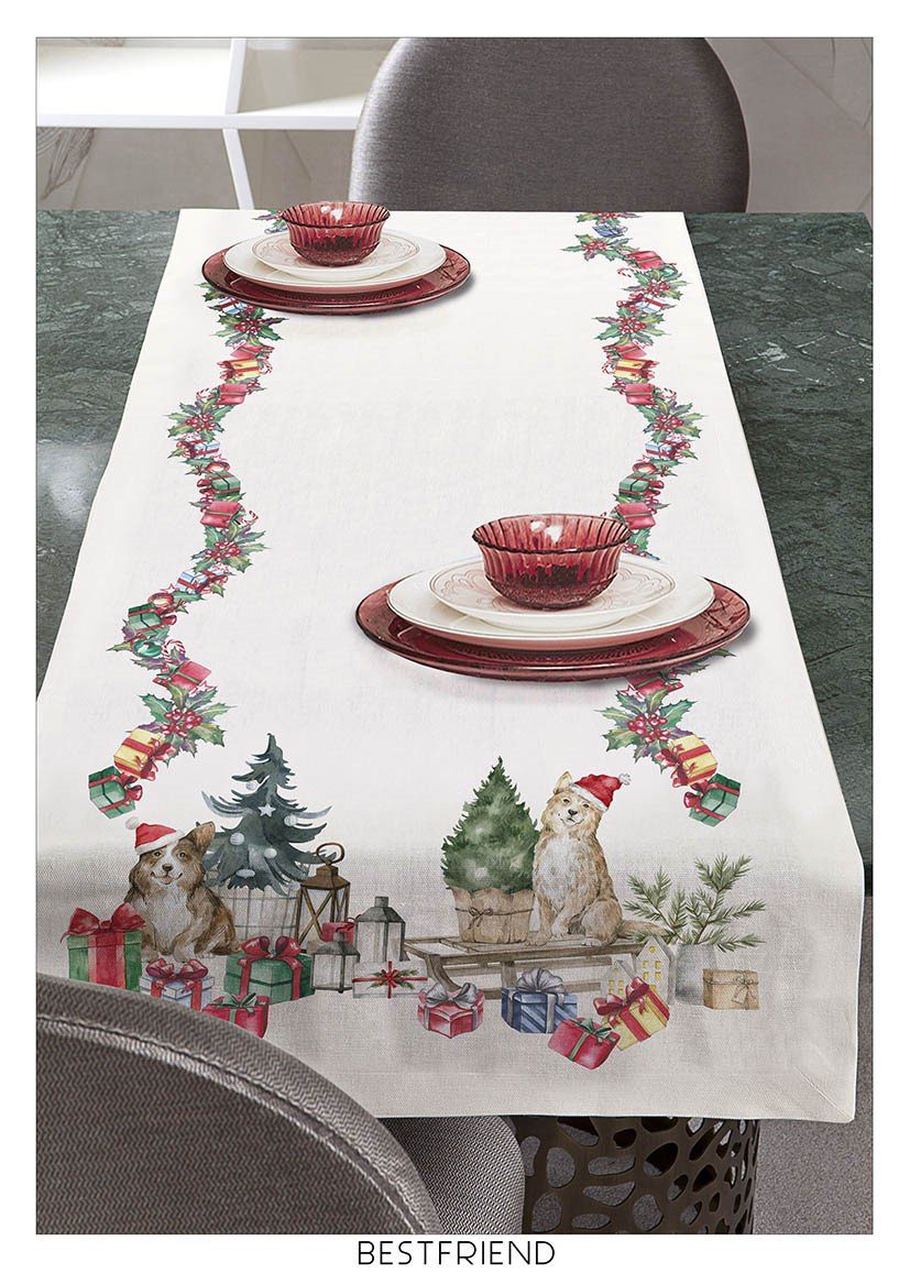 Tessitura Randi Natale Tovaglia E/O Runner In Cotone Stampato Bestfriend