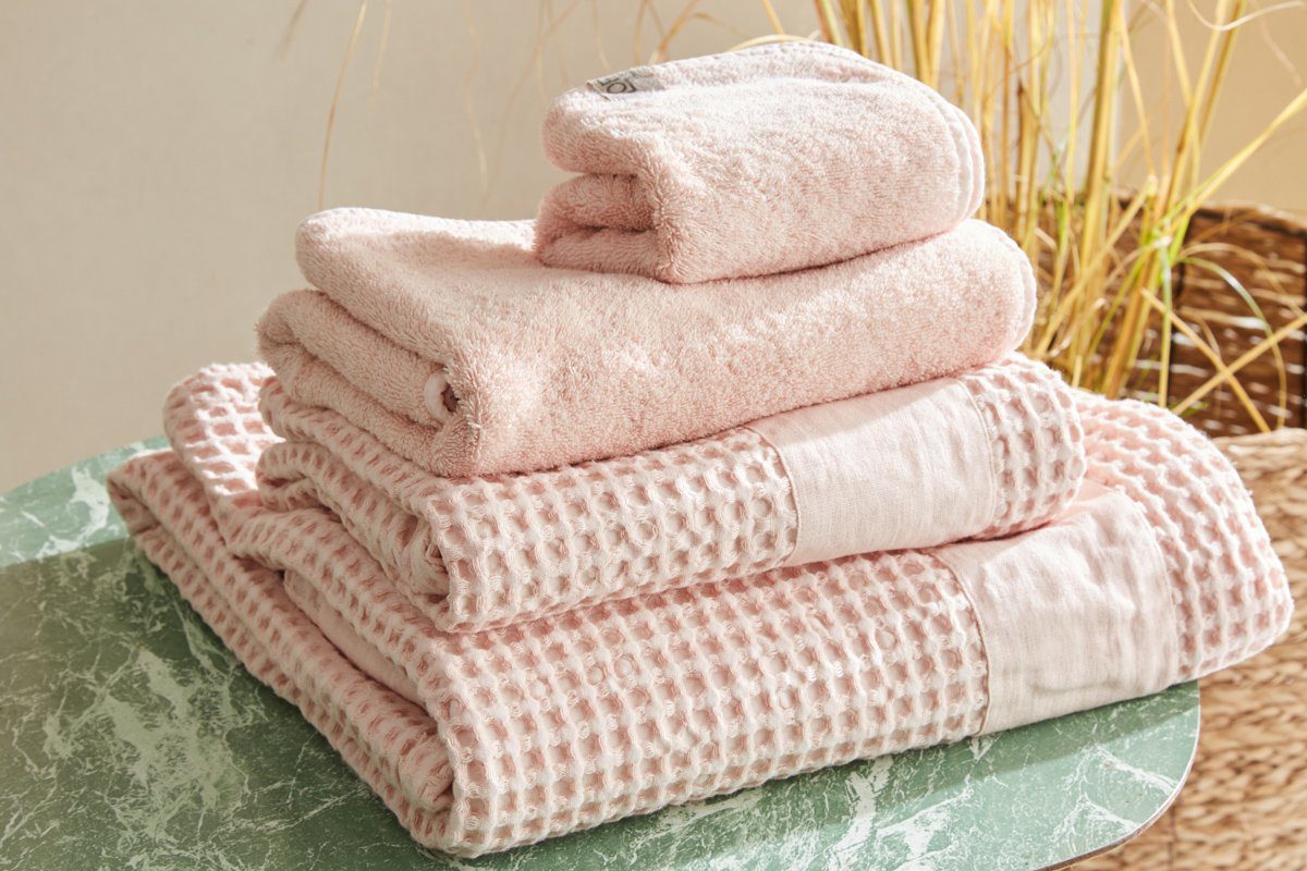 BIANCOPERLA SET ASCIUGAMANO 1+1 IN NIDO D'APE DI COTONE CON BALZA LINO MILANO
