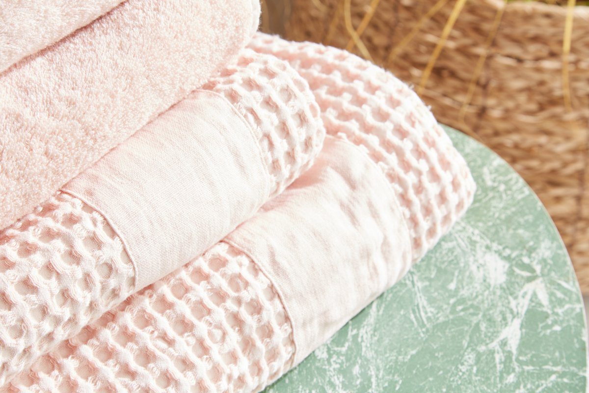 BIANCOPERLA SET ASCIUGAMANO 1+1 IN NIDO D'APE DI COTONE CON BALZA LINO MILANO