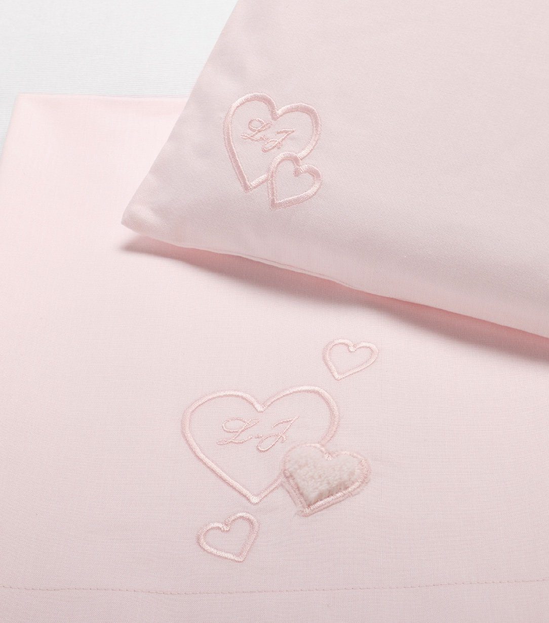Liu Jo Baby Completo Lenzuolo 3 Pezzi In Cotone Con Ricamo Culla/Carrozzina Coeurs Lj Bl477C