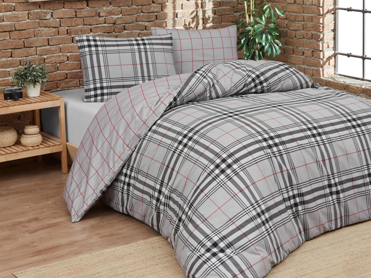 DAUNEX PARURE COPRIPIUMINO DOUBLE FACE IN COTONE STAMPATO BOSTON