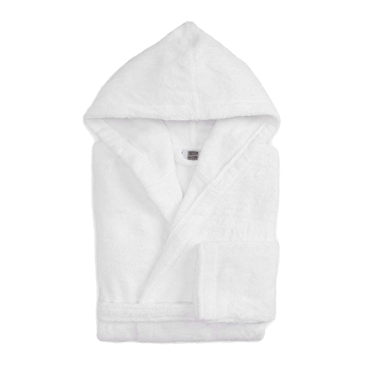 Biancoperla Accappatoio Con Cappuccio In Spugna Di Cotone Tinta Unita Perla Bianco