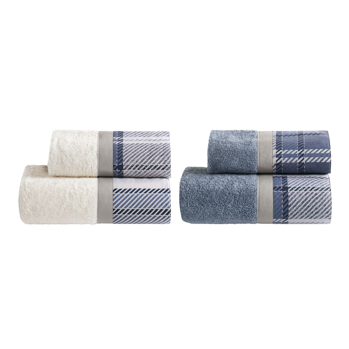 Biancoperla Set Asciugamani 2+2 In Spugna Di Cotone Con Balza In Puro Cotone Stampato Dolomiti