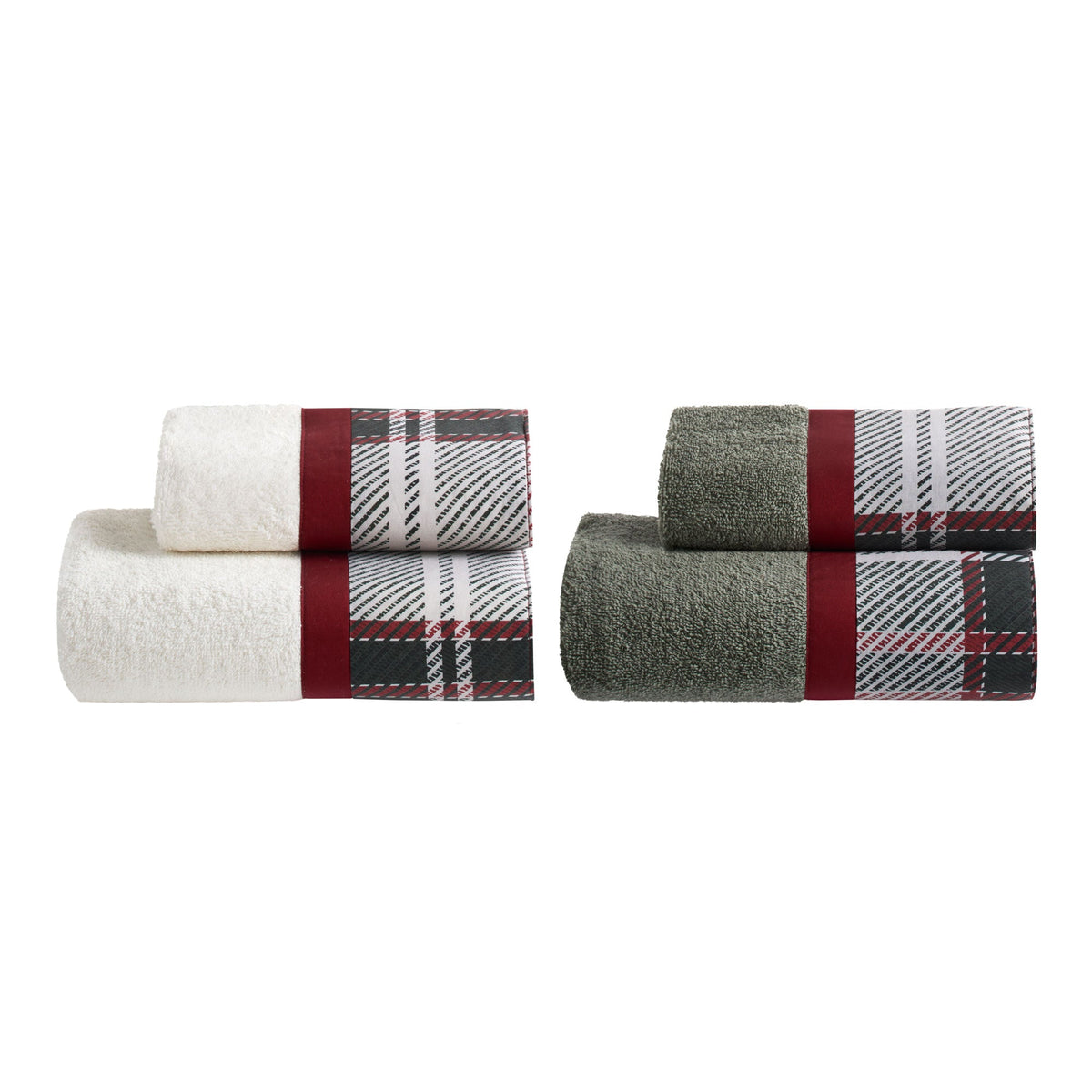 Biancoperla Set Asciugamani 2+2 In Spugna Di Cotone Con Balza In Puro Cotone Stampato Dolomiti