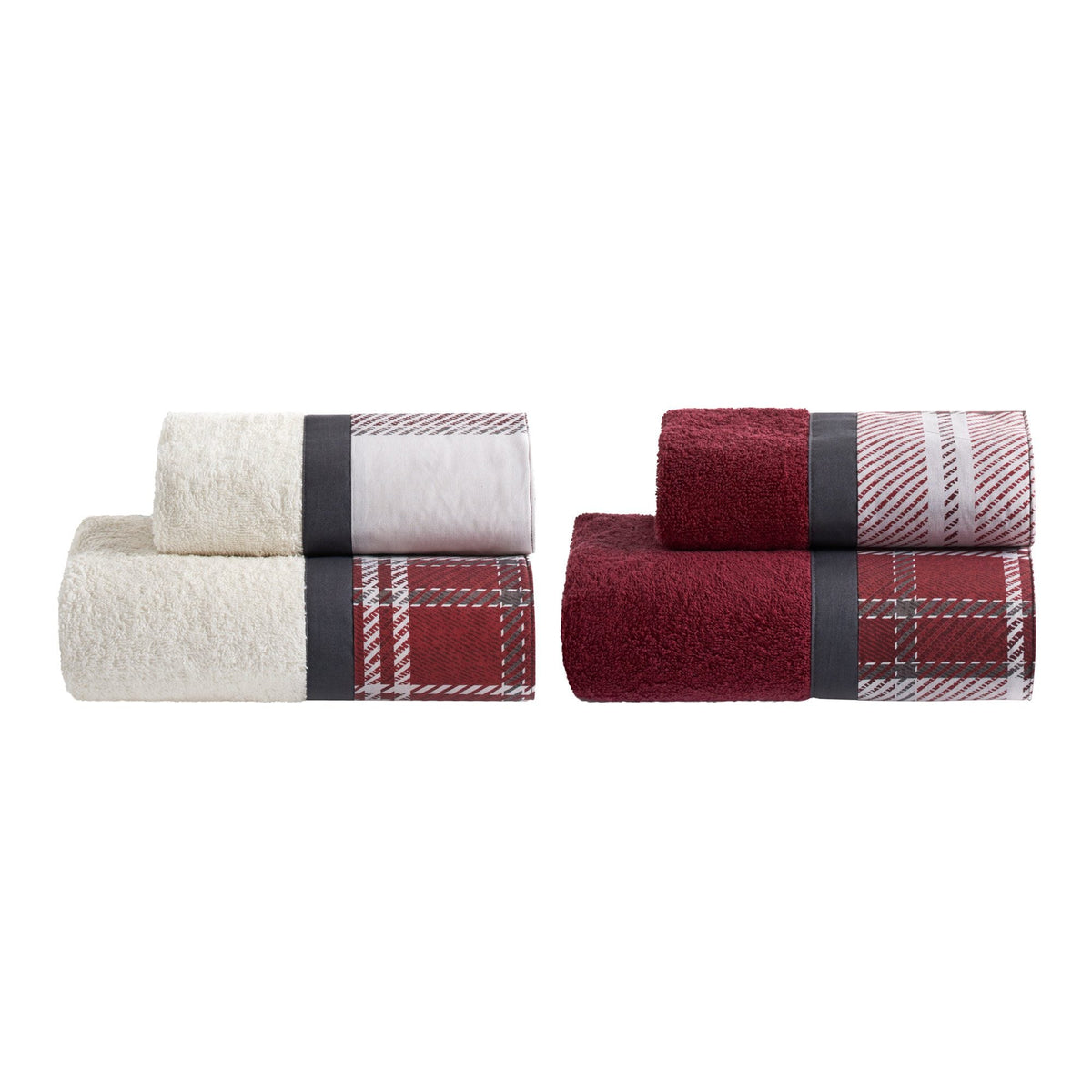 Biancoperla Set Asciugamani 2+2 In Spugna Di Cotone Con Balza In Puro Cotone Stampato Dolomiti