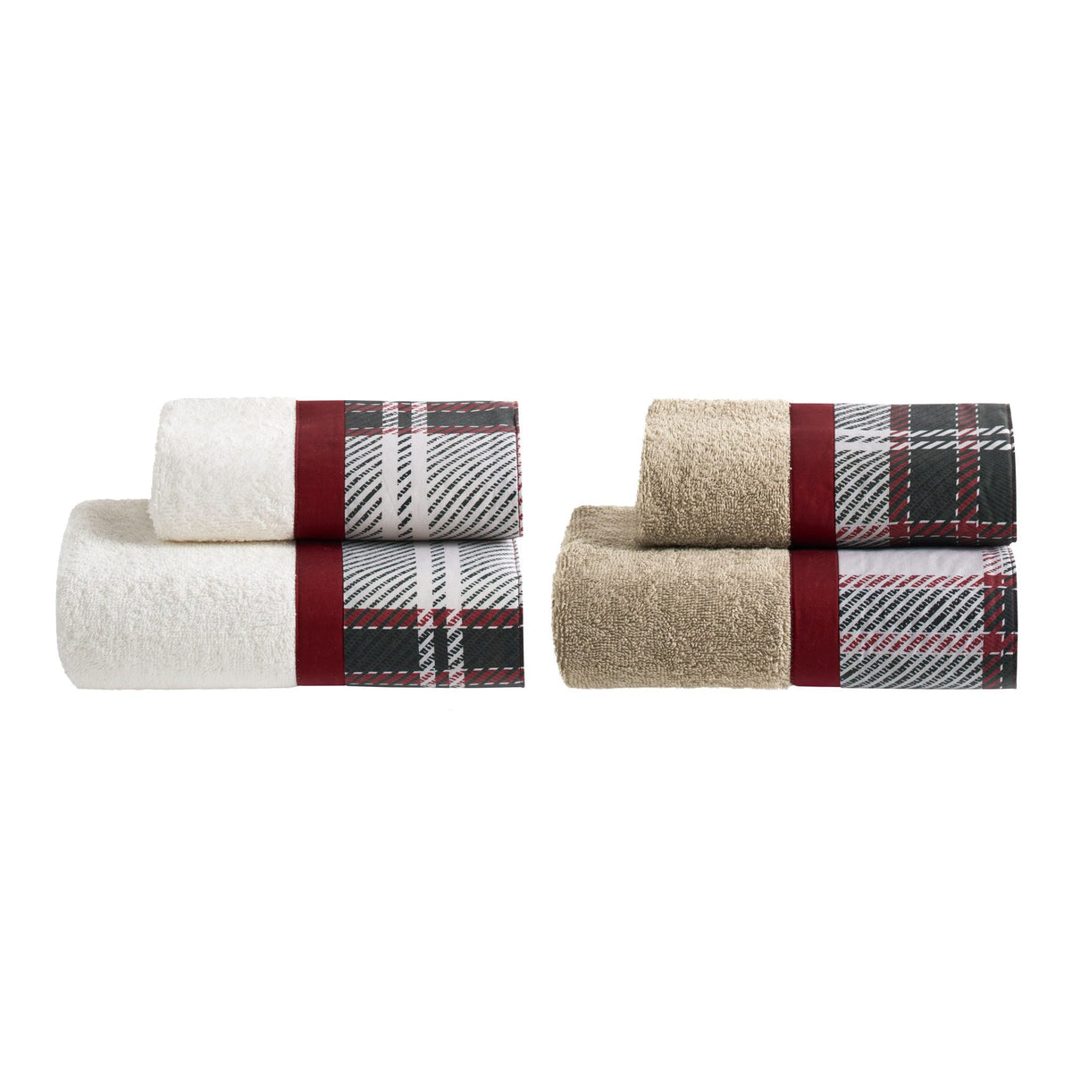 Biancoperla Set Asciugamani 2+2 In Spugna Di Cotone Con Balza In Puro Cotone Stampato Dolomiti