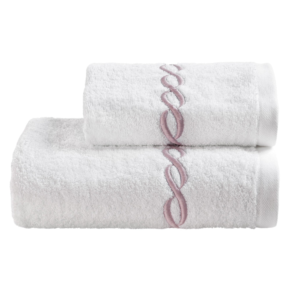 Biancoperla Set Asciugamani 1+1 In Spugna Di Cotone Con Greca Ricamata Olympia