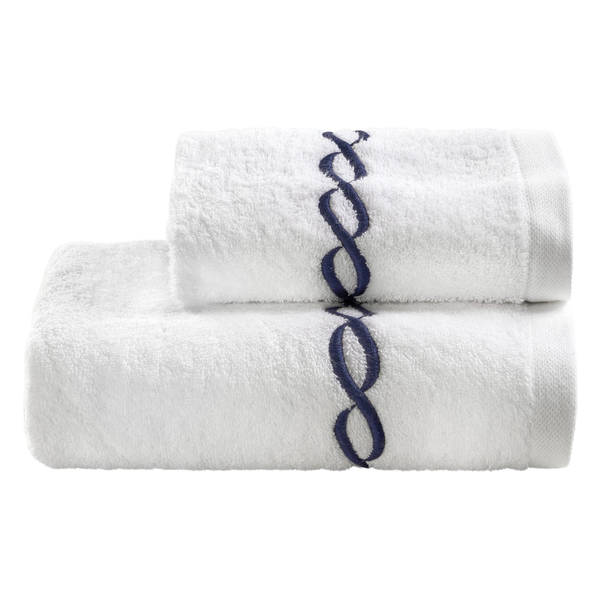 Biancoperla Set Asciugamani 1+1 In Spugna Di Cotone Con Greca Ricamata Olympia