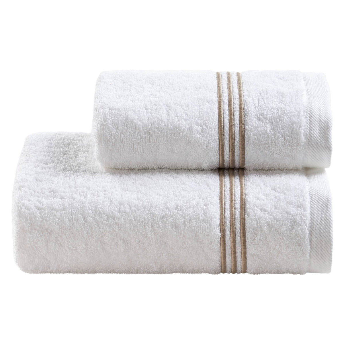 Biancoperla Set Asciugamani 1+1 In Spugna Di Cotone Con Bacchette Ricamate Zoe