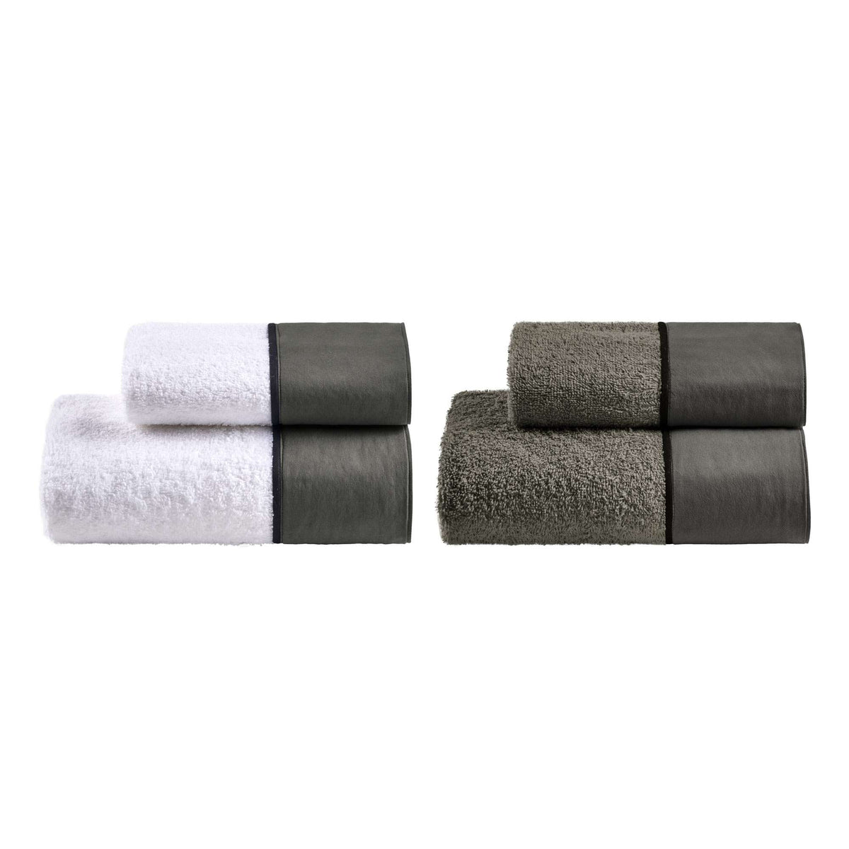 Biancoperla Set 2+2 Asciugamani In Spugna Di Cotone Con Bordo In Cotone Tinto In Capo Coco