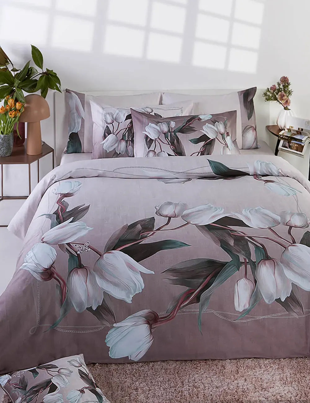 TESSITURA RANDI BLOOM COMPLETO LENZUOLA MATRIMONIALE CON BORDO FANTASIA BRONZE